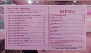 pink tempong menu